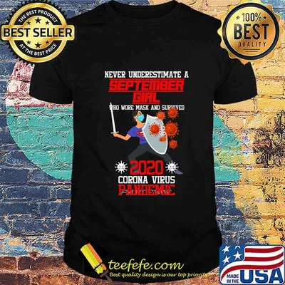 Never underestimate a september girl who wore mask and survived 2020 coronna virus pandemic shirt