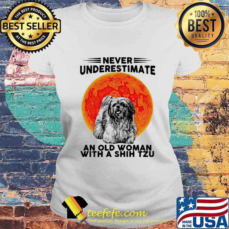 Never Underestimate An Old Woman With A Shih Tzu Dog Moon Halloween Shirt Laides tee Never Underestimate An Old Woman With A Shih Tzu Dog Moon Halloween Shirt Laides tee
