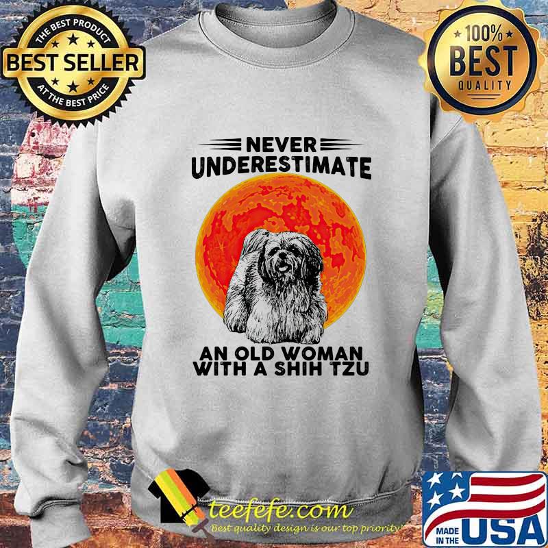 Never Underestimate An Old Woman With A Shih Tzu Dog Moon Halloween Shirt Sweater Never Underestimate An Old Woman With A Shih Tzu Dog Moon Halloween Shirt Sweater