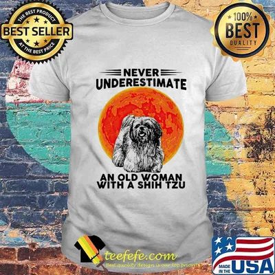 Never Underestimate An Old Woman With A Shih Tzu Dog Moon Halloween Shirt
