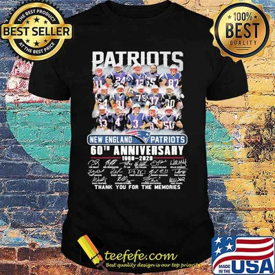 New england patriots 60th anniversary 1960 2020 thank for the memories signatures shirt