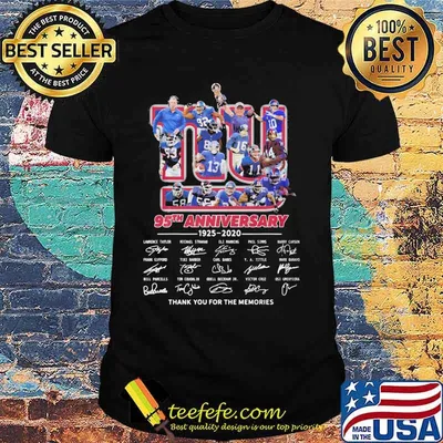 New york giants 95th anniversary 1925 2020 thank for the memories signatures shirt