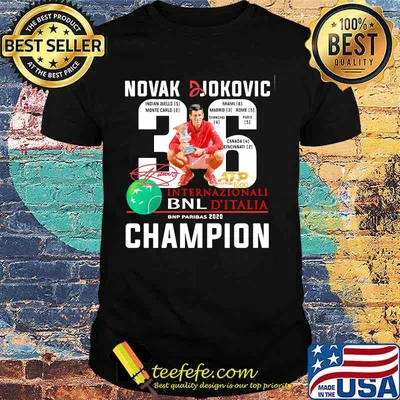 Novak djokovic 36 internazionali bnl d'italia 2020 champion signature shirt
