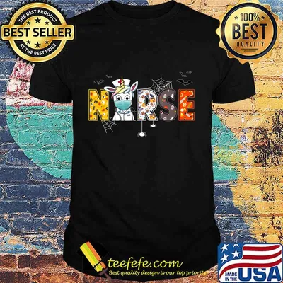 Nurse Halloween Shirt Unicorn Pumpkin Boo Spider Witch Hat T-Shirt