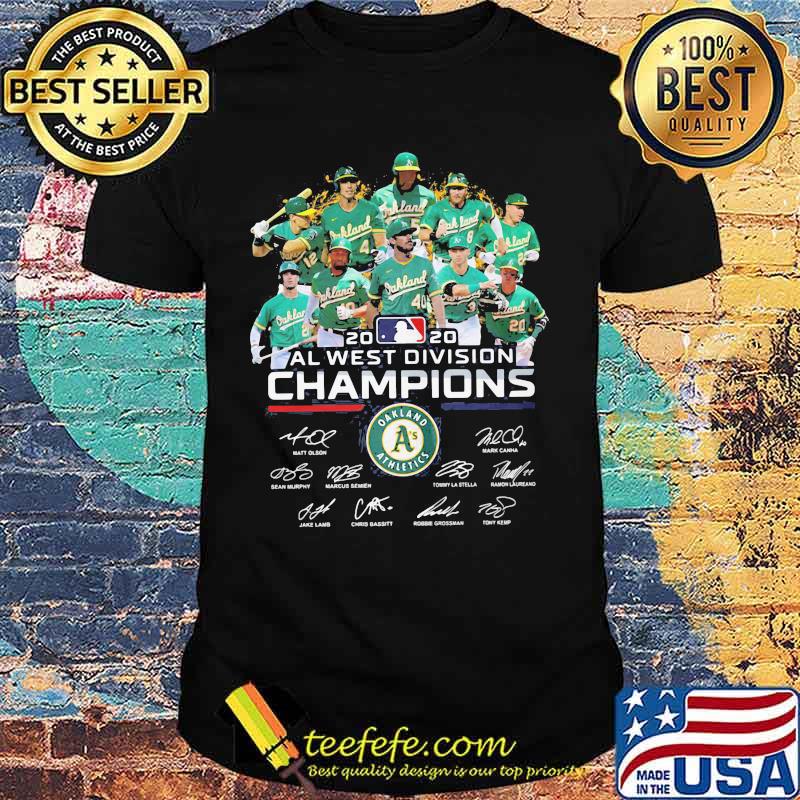 Oakland athletics 2020 al west division champions players signatures shirt Oakland athletics 2020 al west division champions players signatures shirt