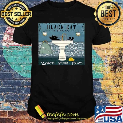 Official Black Cat And Sink Co Wash Your Paws Shirt