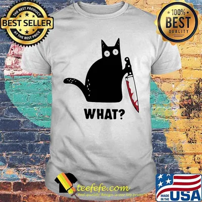 Official Cat what murderous black cat with knife shirt