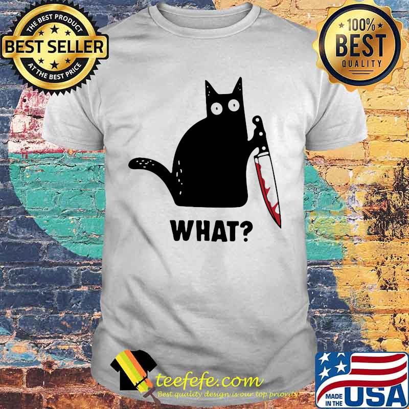 Official Cat what murderous black cat with knife shirt