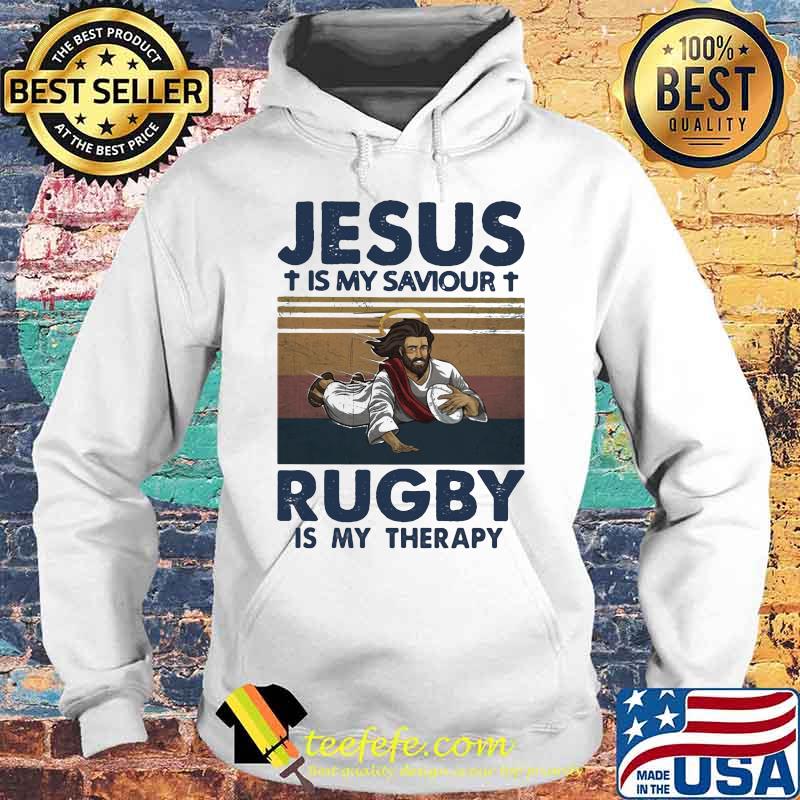 Official Jesus is my saviour rugby is my therapy vintage retro s Hoodie Official Jesus is my saviour rugby is my therapy vintage retro s Hoodie