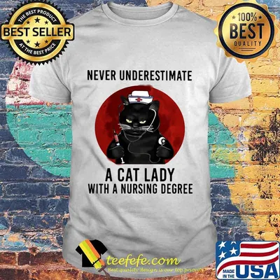 Official Never Underestimate A Cat Lady With A Nursing Degree Blood Moon Shirt
