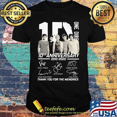 One direction 10th anniversary 2010 2020 thank for the memories signatures shirt