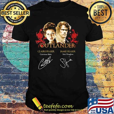 Outlander claire fraser caitriona note jamie fraser sam heughan signatures shirt
