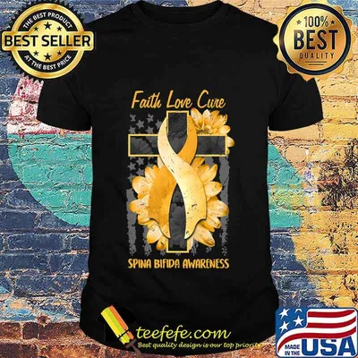 Ph America Flag Christian Cross Ribbon Spina Bifida Gift T-Shirt