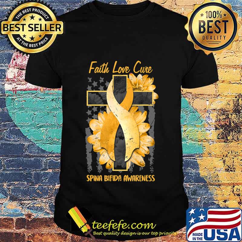 Ph America Flag Christian Cross Ribbon Spina Bifida Gift T-Shirt