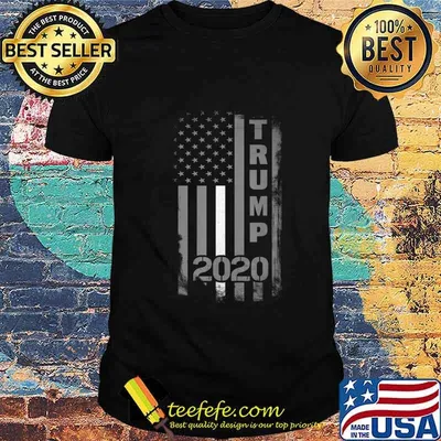 Pro Trump Ems Officer 2020 Us Flag White Line Thin Gift T-Shirt