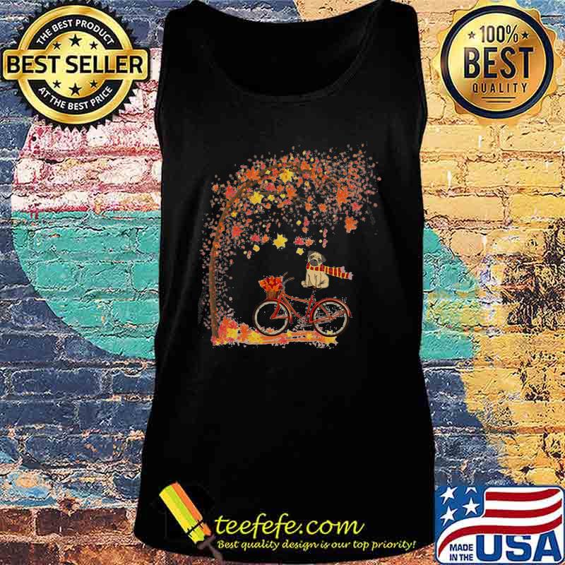 Pug riding bicycle leaves tree s Tank top Pug riding bicycle leaves tree s Tank top