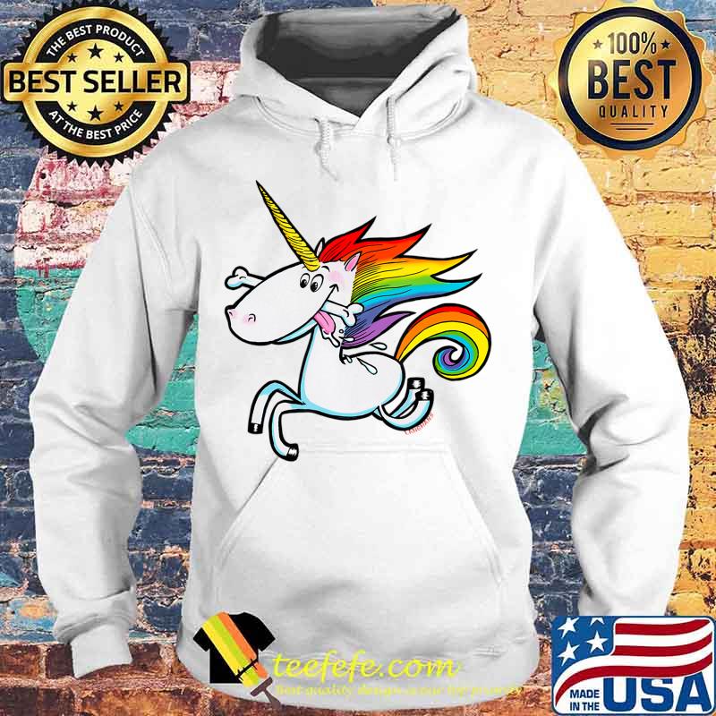 Rainbow Unicorn with Dog Bone T-Shirt Hoodie Rainbow Unicorn with Dog Bone T-Shirt Hoodie