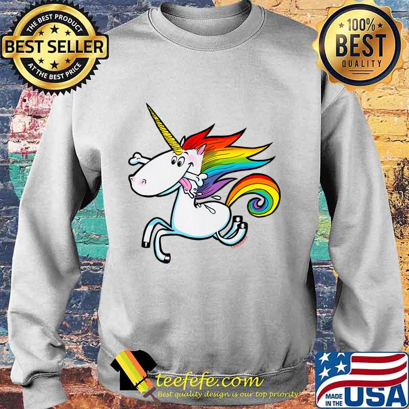 Rainbow Unicorn with Dog Bone T-Shirt Sweater Rainbow Unicorn with Dog Bone T-Shirt Sweater