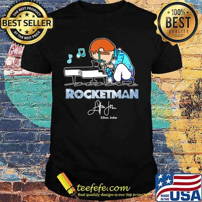 Retro Elton tshirt John Peanuts Playing Piano Rocketman Gift T-Shirt