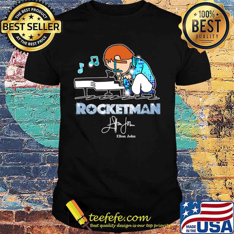 Retro Elton tshirt John Peanuts Playing Piano Rocketman Gift T-Shirt