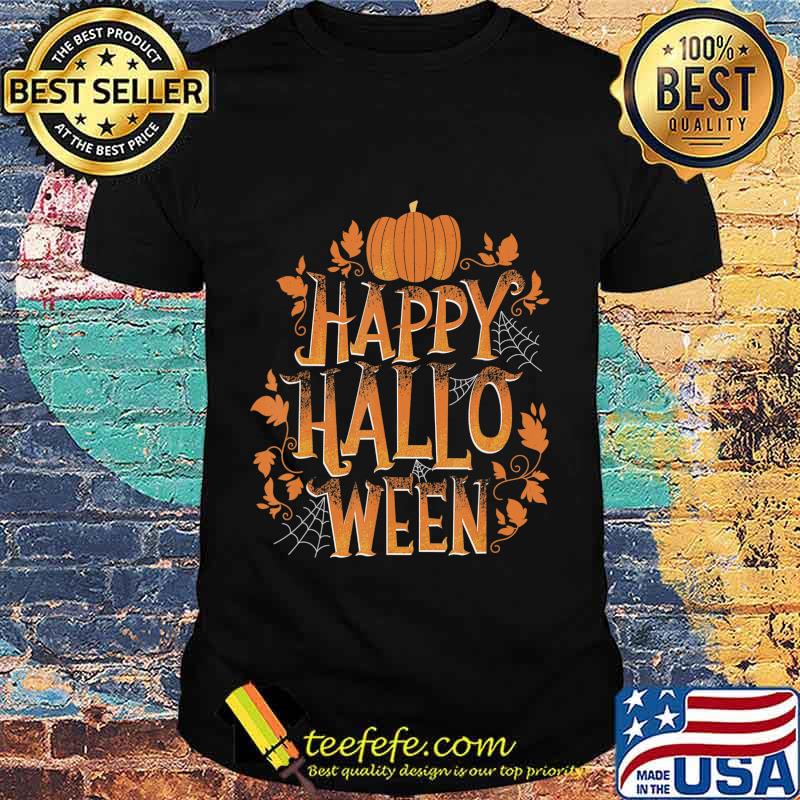 Retro Happy Halloween Shirt Women Men Vintage Pumpkin T-Shirt