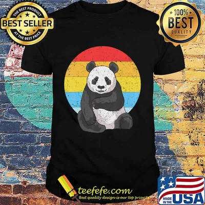 Retro Sunset Panda for Men Women Kids Vintage Panda T-Shirt