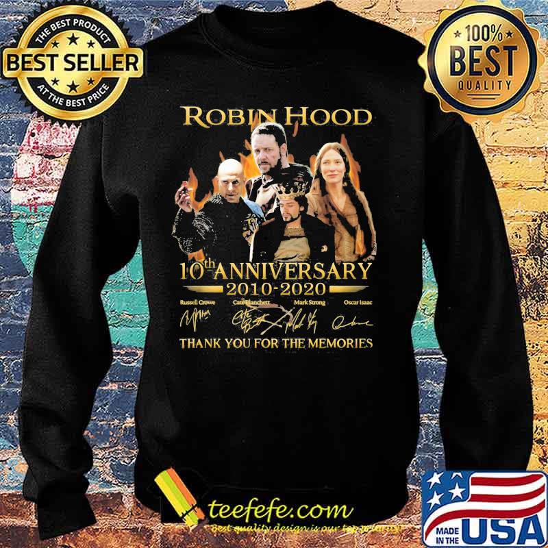 Robin hood 10th anniversary 2010 2020 thank for the memories signatures s Sweater Robin hood 10th anniversary 2010 2020 thank for the memories signatures s Sweater