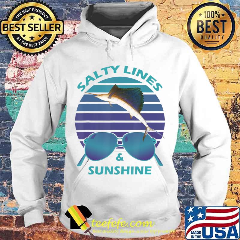 Salty Lines & Sunshine Retro Sunset with Marlin T-Shirt Hoodie Salty Lines & Sunshine Retro Sunset with Marlin T-Shirt Hoodie