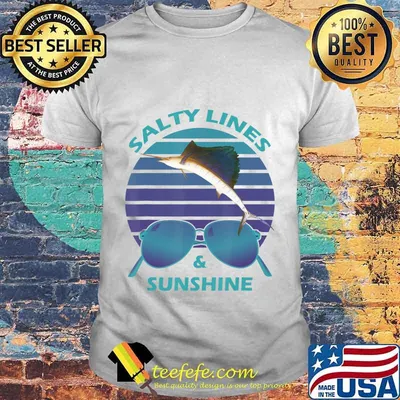 Salty Lines & Sunshine Retro Sunset with Marlin T-Shirt