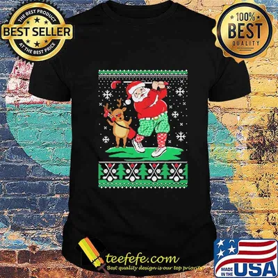 Santa claus and reindeer ugly christmas shirt