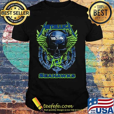 Skull wings metallica seattle seahawks shirt