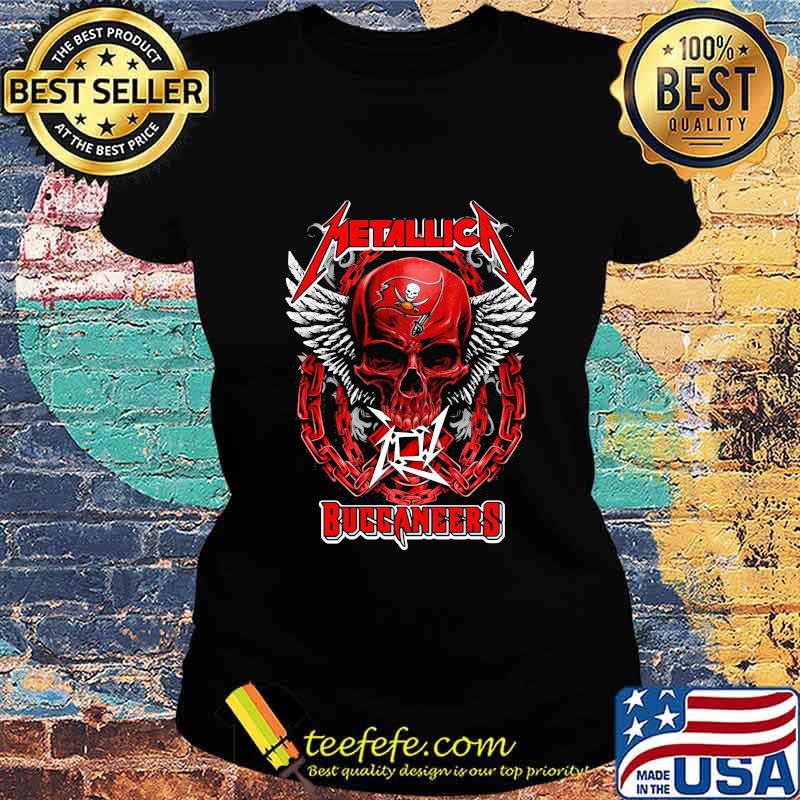 Skull wings metallica tampa bay buccaneers s Ladies tee Skull wings metallica tampa bay buccaneers s Ladies tee