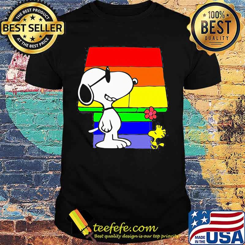 Snoopy and woodstock home lgbt rainbow shirt