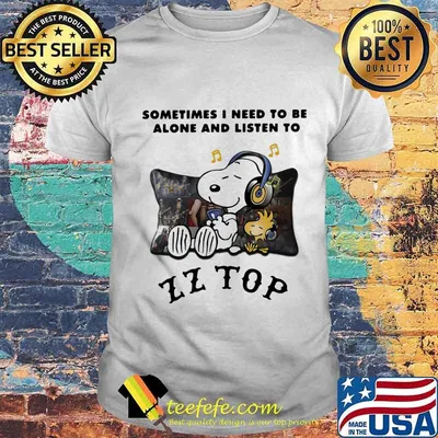 Snoopy and woodstock sometimes i need to be alone and listen to zz top shirt