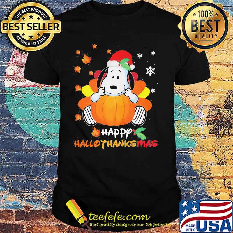 Snoopy happy hallothanksmas halloween thanksgiving christmas shirt