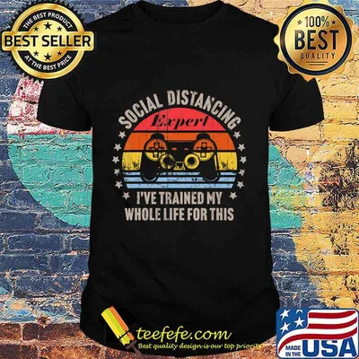 Social Distancing Expert Video Gamer Gaming Vintage Gift T-Shirt