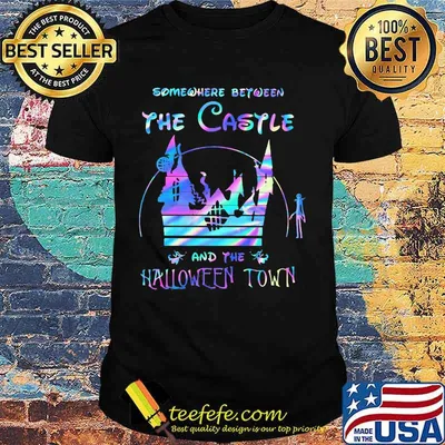 Somewhere between the castle and the halloween town disney tinkerbell shirt