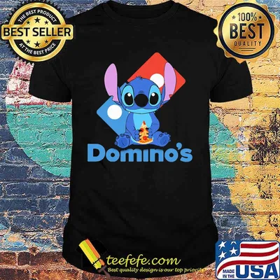 Stitch eating pizza domino's logo shirt