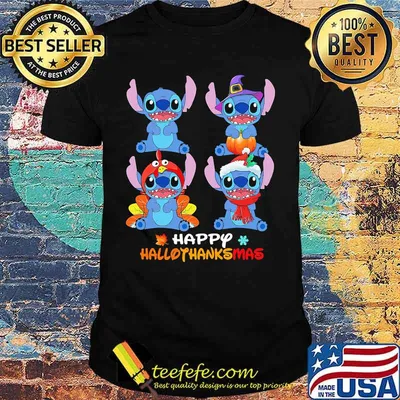Stitch happy hallothanksmas halloween thanksgiving christmas shirt
