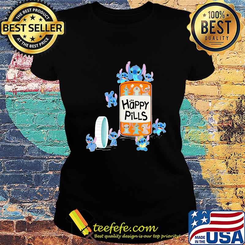 Stitch happy pills cartoon s Ladies tee Stitch happy pills cartoon s Ladies tee