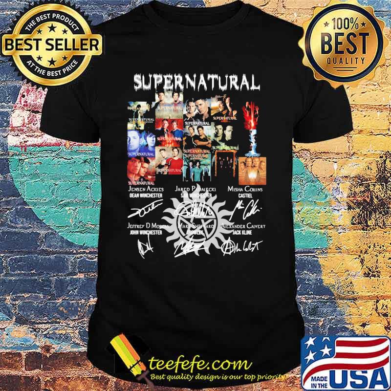 Supernatural movie characters signatures shirt