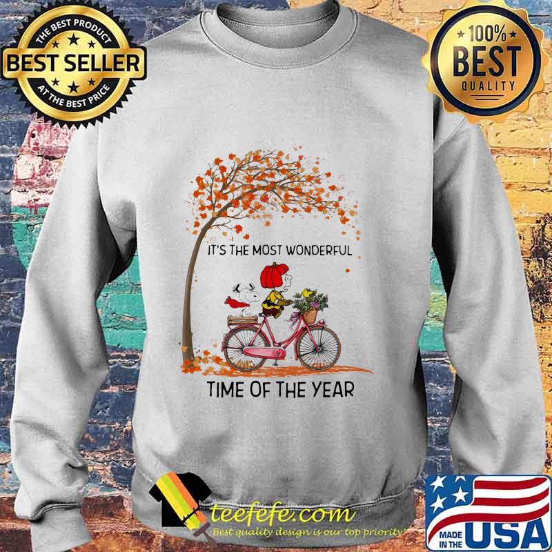 The peanuts riding bicycle bus it's the most wonderful time of the year leaves tree s Sweater The peanuts riding bicycle bus it's the most wonderful time of the year leaves tree s Sweater