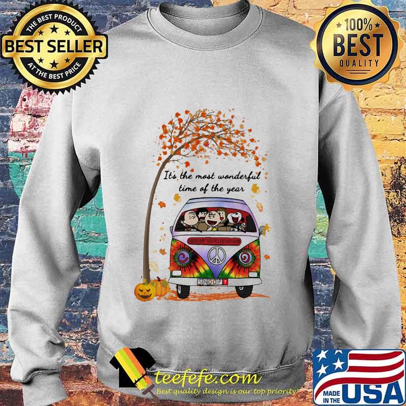 The peanuts riding peace bus it's the most wonderful time of the year leaves tree s Sweater The peanuts riding peace bus it's the most wonderful time of the year leaves tree s Sweater