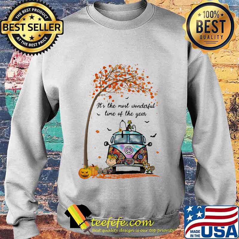 The peanuts riding peace bus sunflower bus it's the most wonderful time of the year leaves tree s Sweater The peanuts riding peace bus sunflower bus it's the most wonderful time of the year leaves tree s Sweater
