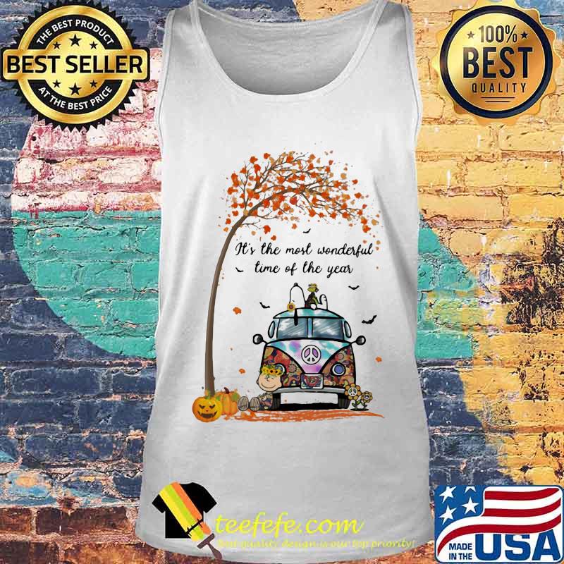 The peanuts riding peace bus sunflower bus it's the most wonderful time of the year leaves tree s Tank top The peanuts riding peace bus sunflower bus it's the most wonderful time of the year leaves tree s Tank top