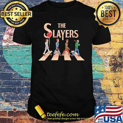 The slayers halloween horror characters crossing the line shirt