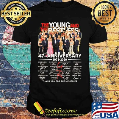 The young and the restless 47th anniversary 1973 2020 thank for the memories signatures shirt