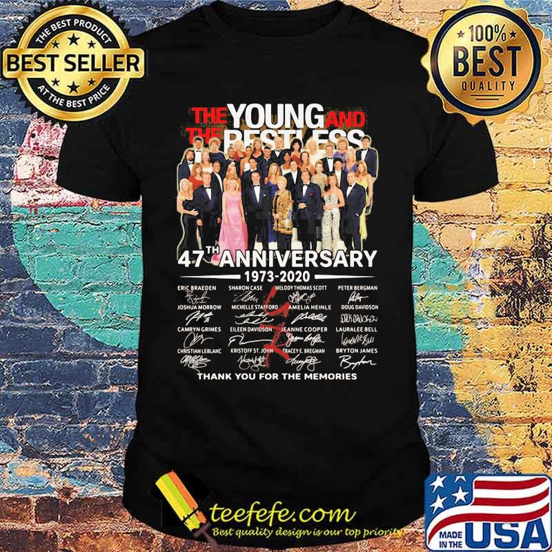 The young and the restless 47th anniversary 1973 2020 thank for the memories signatures shirt