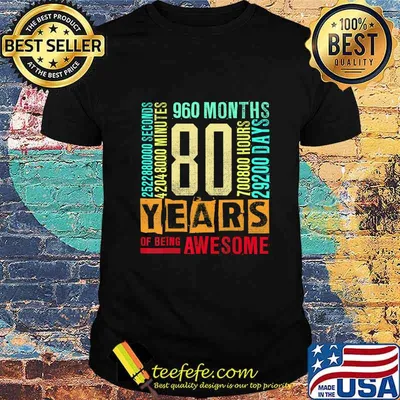 Turning 80 Years Of Being Awesome - 80th Birthday Countdown T-Shirt