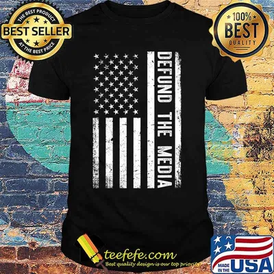 Vintage Defund The Media US Flag Tee Against Fake News T-Shirt